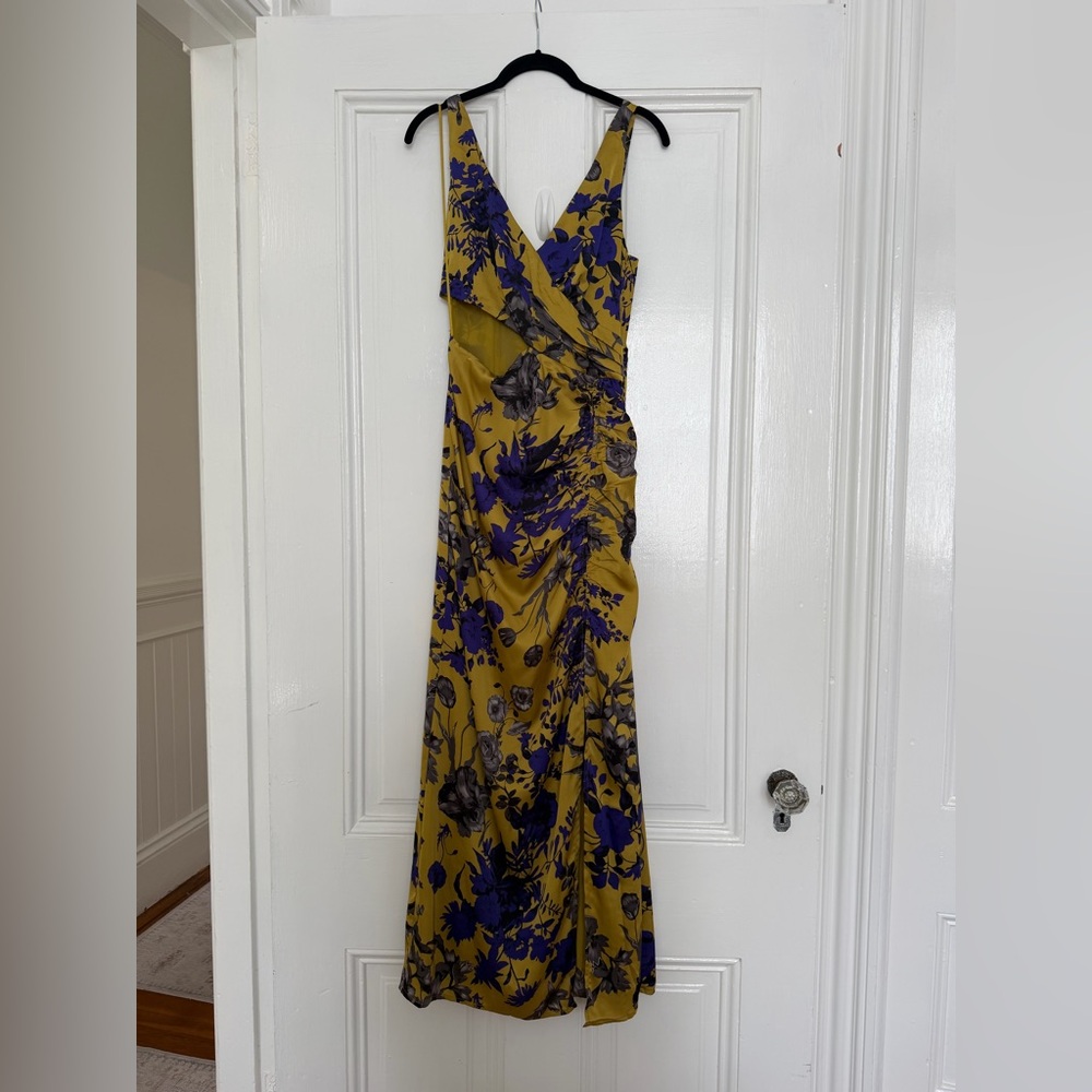 ASTR the label yellow floral satin gown